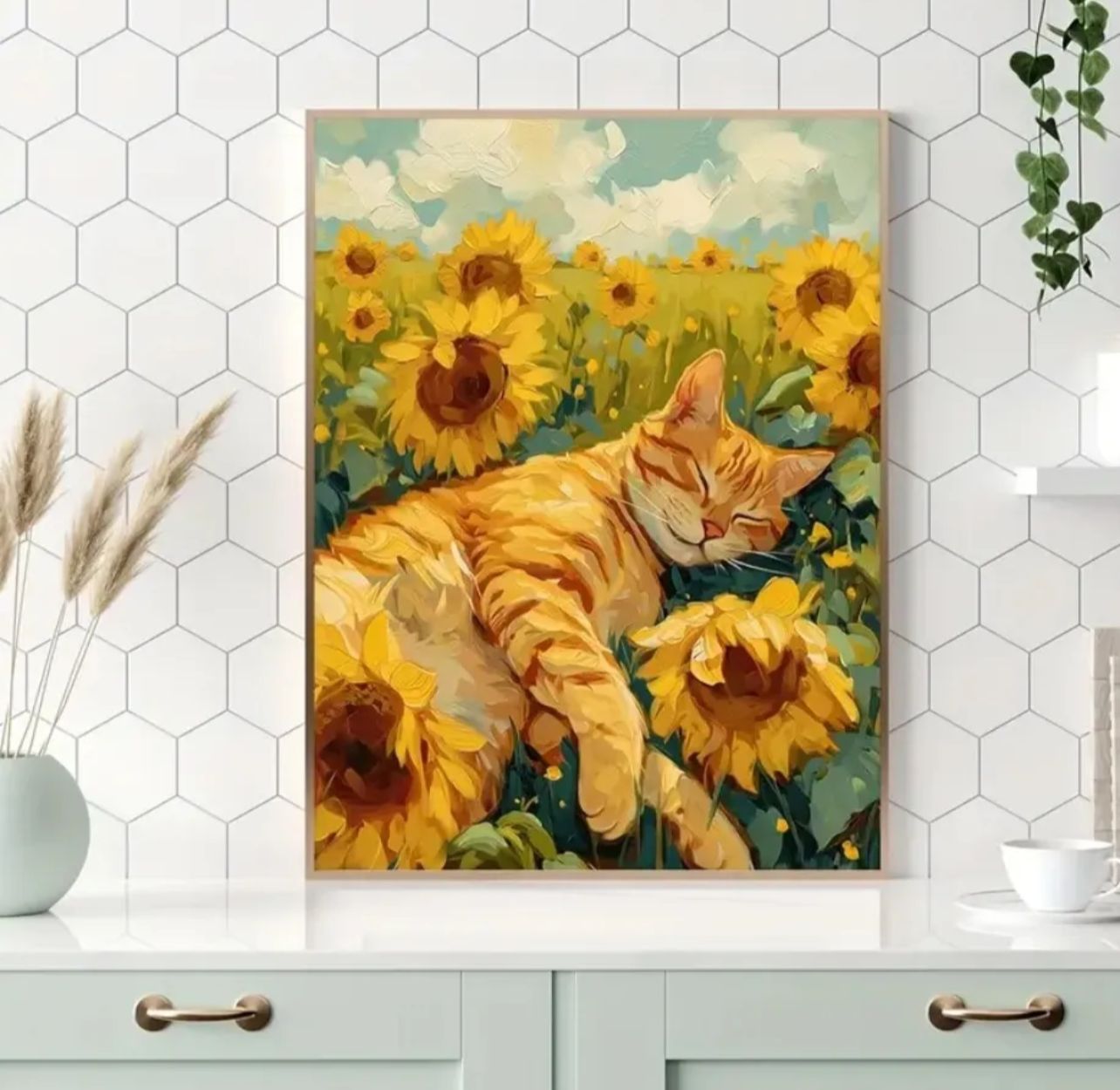 MOSAICO GATO AMARILLO 25X35CM